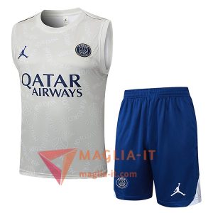Kit da Allenamento PSG - Canottiera + Pantaloncini 2025/2026 Grigio Chiaro