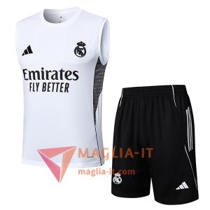 Kit da Allenamento Real Madrid - Canottiera + Pantaloncini 2025/2026 Bianco/Nero