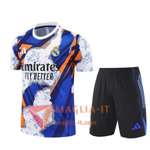 Kit da Allenamento Real Madrid - Maglia + Pantaloncini 2025/2026 Bianco/Blu/Arancia