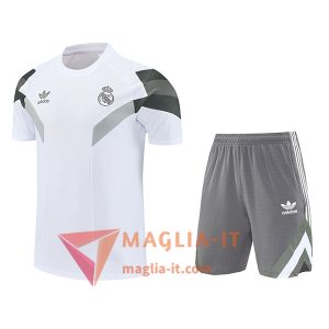 Kit da Allenamento Real Madrid - Maglia + Pantaloncini 2025/2026 Bianco/Grigio