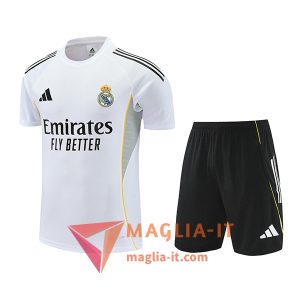 Kit da Allenamento Real Madrid - Maglia + Pantaloncini 2025/2026 Bianco/Grigio/Nero