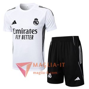 Kit da Allenamento Real Madrid - Maglia + Pantaloncini 2025/2026 Bianco/Nero