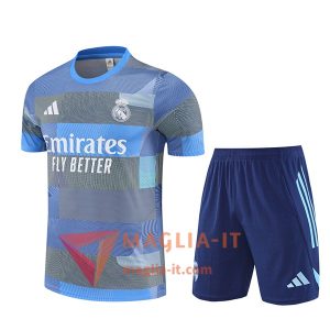 Kit da Allenamento Real Madrid - Maglia + Pantaloncini 2025/2026 Blu/Grigio
