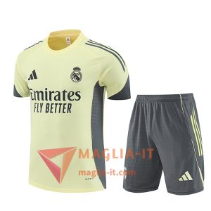 Kit da Allenamento Real Madrid - Maglia + Pantaloncini 2025/2026 Giallo/Grigio