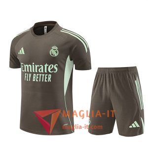 Kit da Allenamento Real Madrid - Maglia + Pantaloncini 2025/2026 Marrone/Verde