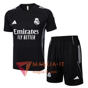 Kit da Allenamento Real Madrid - Maglia + Pantaloncini 2025/2026 Nero/Grigio