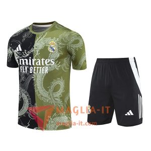 Kit da Allenamento Real Madrid - Maglia + Pantaloncini 2025/2026 Nero/Verde