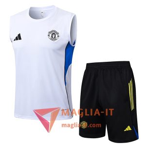 Kit da Allenamentos Manchester United - Canottiera + Pantaloncini 2025/2026 Bianco/Blu