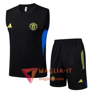 Kit da Allenamentos Manchester United - Canottiera + Pantaloncini 2025/2026 Nero/Blu/Giallo