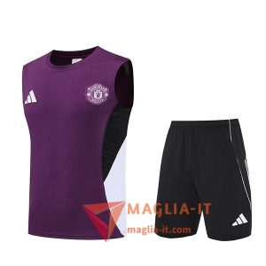 Kit da Allenamentos Manchester United - Canottiera + Pantaloncini 2025/2026 viola/Nero/Bianco