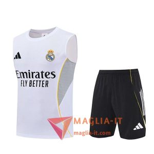 Kit da Allenamentos Real Madrid - Canottiera + Pantaloncini 2025/2026 Bianco/Grigio