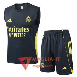 Kit da Allenamentos Real Madrid - Canottiera + Pantaloncini 2025/2026 Grigio/Giallo
