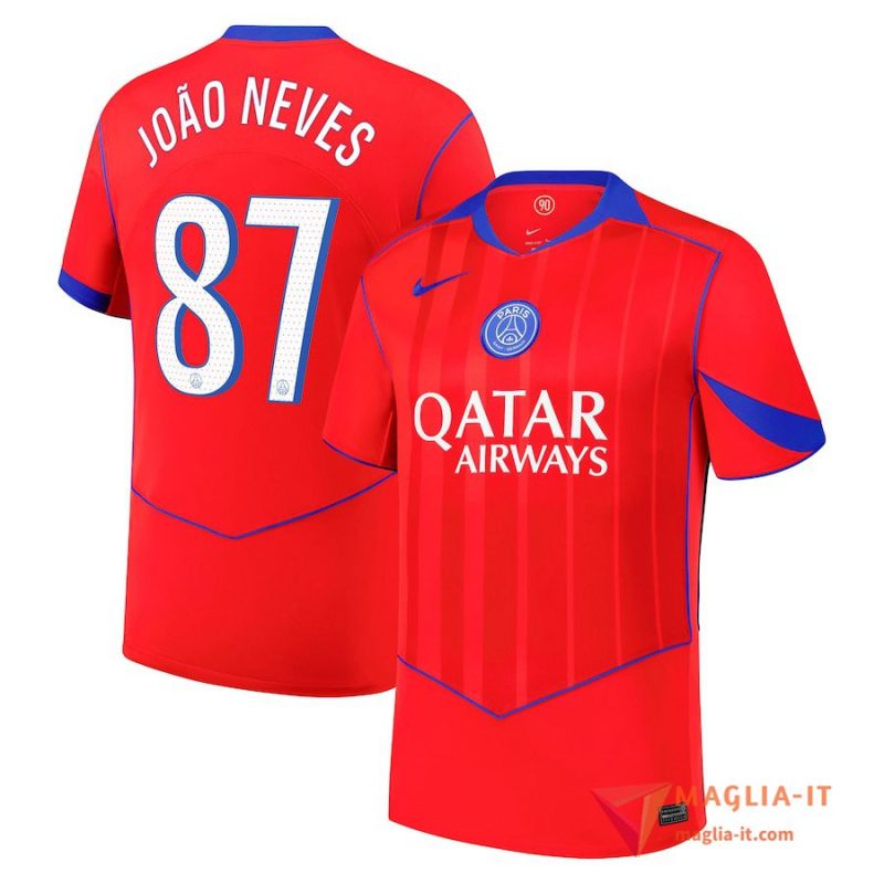 Maglia Calcio JOÃO NEVES 87 PSG 2025/26 Terza