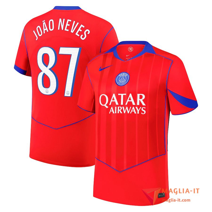 Maglia Calcio JOÃO NEVES 87 PSG 2025/26 Terza