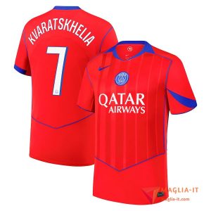 Maglia Calcio KHVICHA KVARATSKHELIA 7 PSG 2025/26 Terza