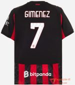 Maglia Calcio SANTIAGO GIMENEZ 7 AC Milan 2025/26 Prima