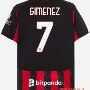 Maglia Calcio SANTIAGO GIMENEZ 7 AC Milan 2025/26 Prima