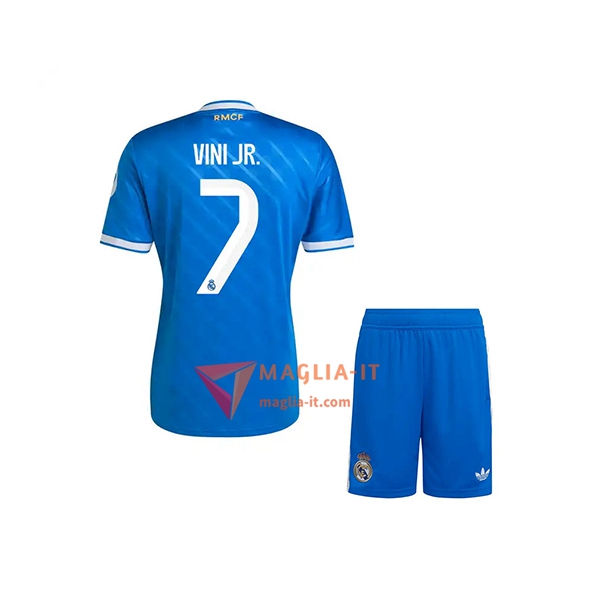 Maglia Calcio VINÍCIUS JÚNIOR 7 Real Madrid Bambino 2025/26 Terza