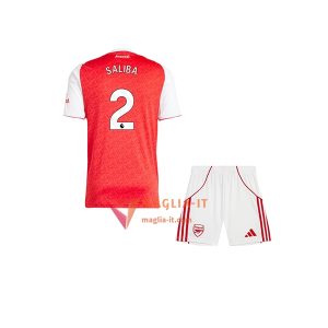 Maglia Calcio WILLIAM SALIBA 2 Arsenal Bambino 2025/26 Prima