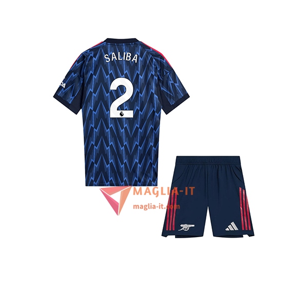 Maglia Calcio WILLIAM SALIBA 2 Arsenal Bambino 2025/26 Seconda