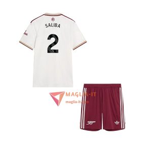 Maglia Calcio WILLIAM SALIBA 2 Arsenal Bambino 2025/26 Terza