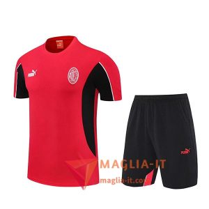 Nuova Kit da Allenamento AC Milan - Maglia + Pantaloncini 2025/2026 Rosso/Nero
