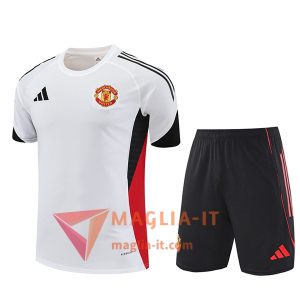 Nuova Kit da Allenamento Manchester United - Maglia + Pantaloncini 2025/2026 Bianco/Nero/Rosso