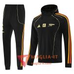 Insieme Giacca Con Cappuccio Tuta Arsenal Nero/Arancia 2025/2026