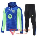 Insieme Giacca Con Cappuccio Tuta FC Barcellona 2025/2026 Blu/Verde