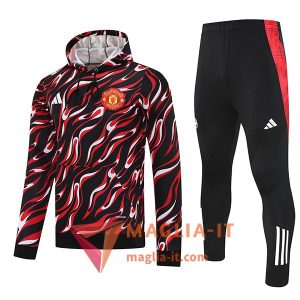 Insieme Giacca Con Cappuccio Tuta Manchester United 2025/2026 Rosso/Nero/Bianco