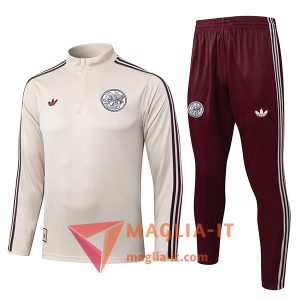 Insieme Tuta Calcio Ajax 2025/2026 Beige/Rosso