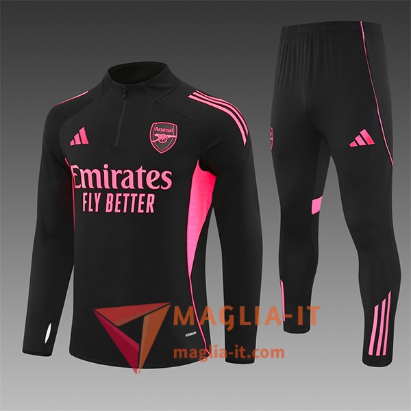 Insieme Tuta Calcio Arsenal Bambino 2025/2026 Nero/Rosa
