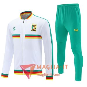 Insieme Tuta Calcio Giacca Camerun 2025/2026 Bianco/Verde