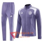 Insieme Tuta Calcio Giacca Manchester United 2025/2026 viola/Bianco