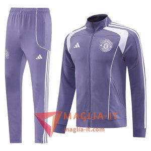 Insieme Tuta Calcio Giacca Manchester United 2025/2026 viola/Bianco