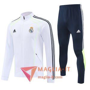Insieme Tuta Calcio Giacca Real Madrid 2025/2026 Bianco/Blu/Verde