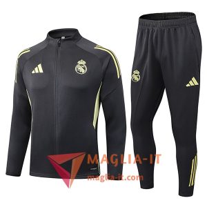 Insieme Tuta Calcio Giacca Real Madrid 2025/2026 Grigio Scuro