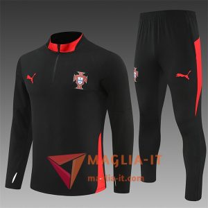 Insieme Tuta Calcio Portogallo Bambino 2025/2026 Nero/Rosso