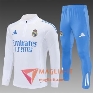 Insieme Tuta Calcio Real Madrid Bambino 2025/2026 Bianco/Blu
