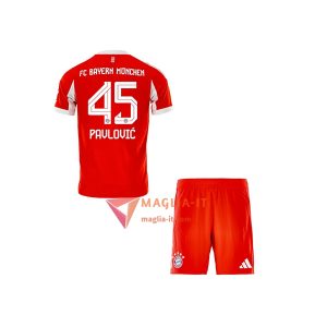 Maglia Calcio ALEKSANDAR PAVLOVIĆ 45 Bayern Monaco Bambino 2025/26 Prima
