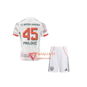 Maglia Calcio ALEKSANDAR PAVLOVIĆ 45 Bayern Monaco Bambino 2025/26 Seconda