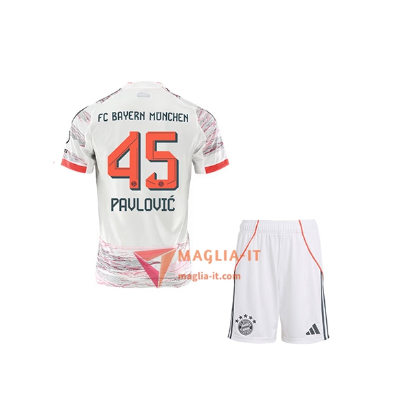 Maglia Calcio ALEKSANDAR PAVLOVIĆ 45 Bayern Monaco Bambino 2025/26 Seconda