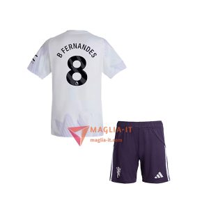 Maglia Calcio BRUNO FERNANDES 8 Manchester United Bambino 2025/26 Seconda