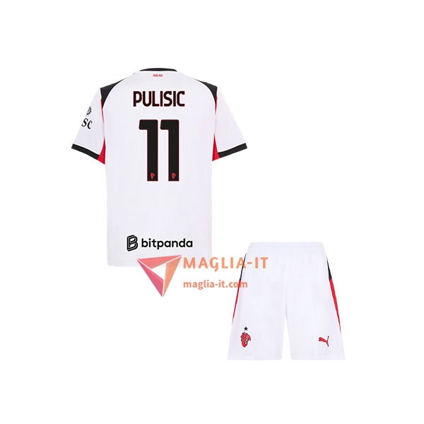 Maglia Calcio CHRISTIAN PULISIC 11 AC Milan Bambino 2025/26 Seconda