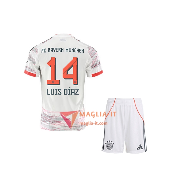 Maglia Calcio LUIS DÍAZ 14 Bayern Monaco Bambino 2025/26 Seconda
