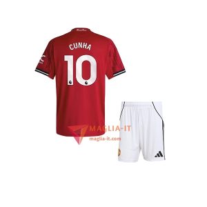 Maglia Calcio MATHEUS CUNHA 10 Manchester United Bambino 2025/26 Prima