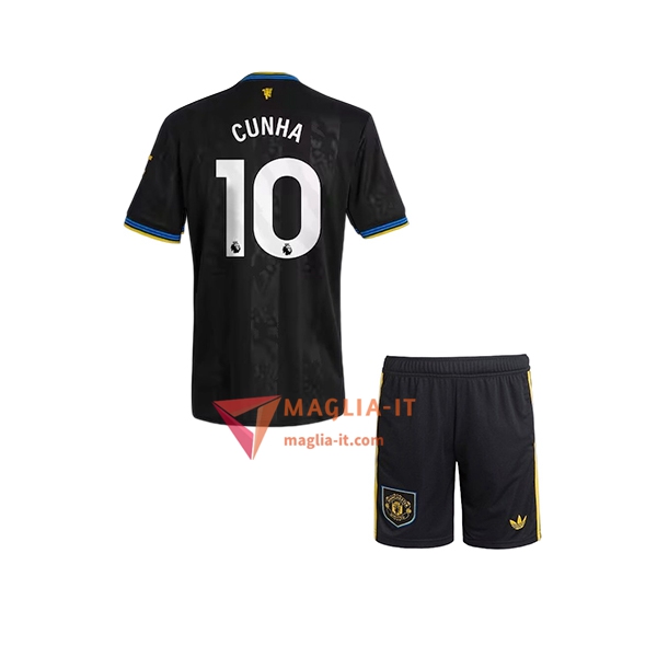 Maglia Calcio MATHEUS CUNHA 10 Manchester United Bambino 2025/26 Terza