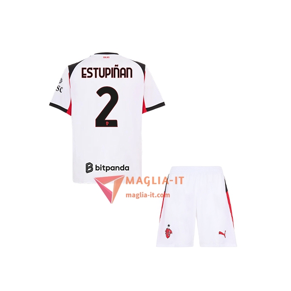 Maglia Calcio PERVIS ESTUPIÑAN 2 AC Milan Bambino 2025/26 Seconda