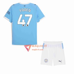 Maglia Calcio PHILIP FODEN 47 Manchester City Bambino 2025/26 Prima