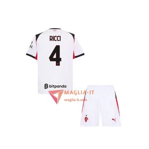 Maglia Calcio SAMUELE RICCI 4 AC Milan Bambino 2025/26 Seconda